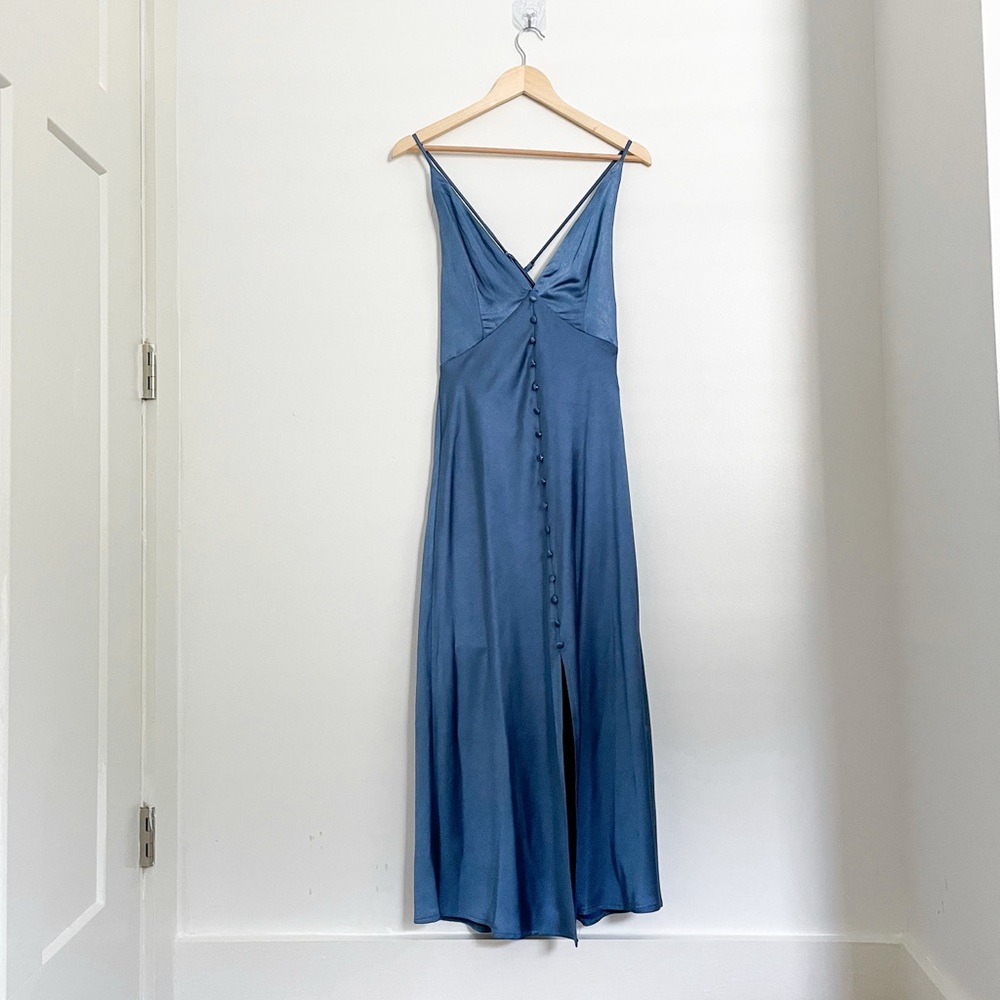 Satin Midi Dress Blue | Hello Molly | Small